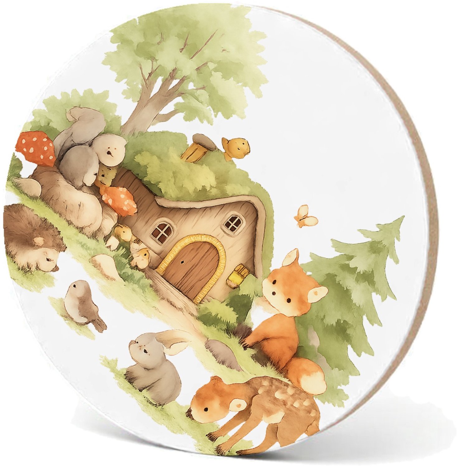 Mr Cadeautjes MDF fotolijst - design Een bosrijk ochtendtafereel met schattige dieren rond een ho | cadeau Wit