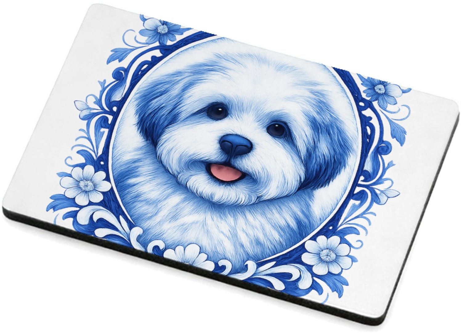 Mr Cadeautjes MDF magnetische fotolijst 7,5 x 5 - design Een frontaal kattenportret met een elegante botanische omlij | cadeau Wit