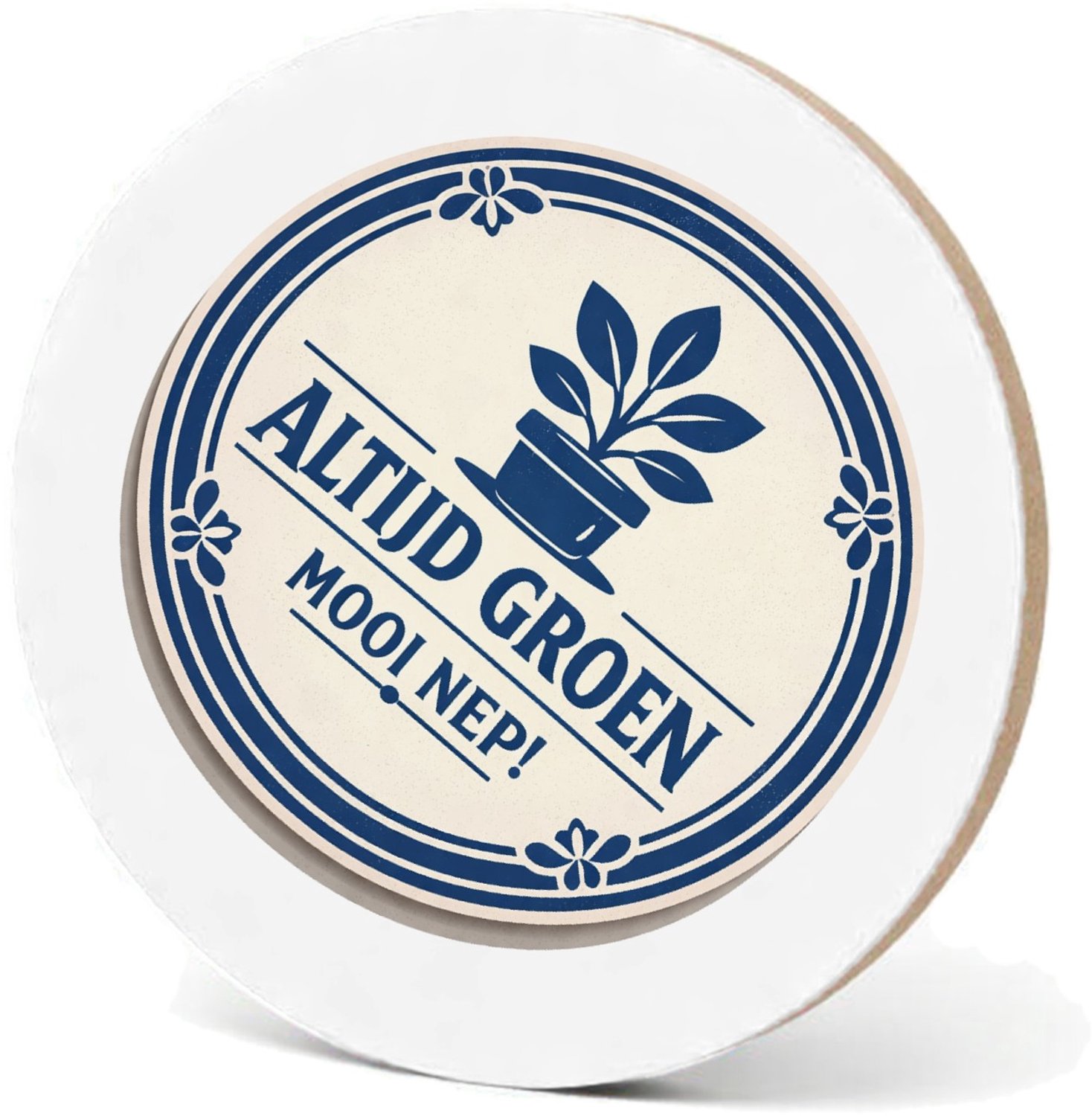 Mr Cadeautjes MDF fotolijst - design Een minimalistische retro-embleemopmaak met een ronde rand| cadeau Wit