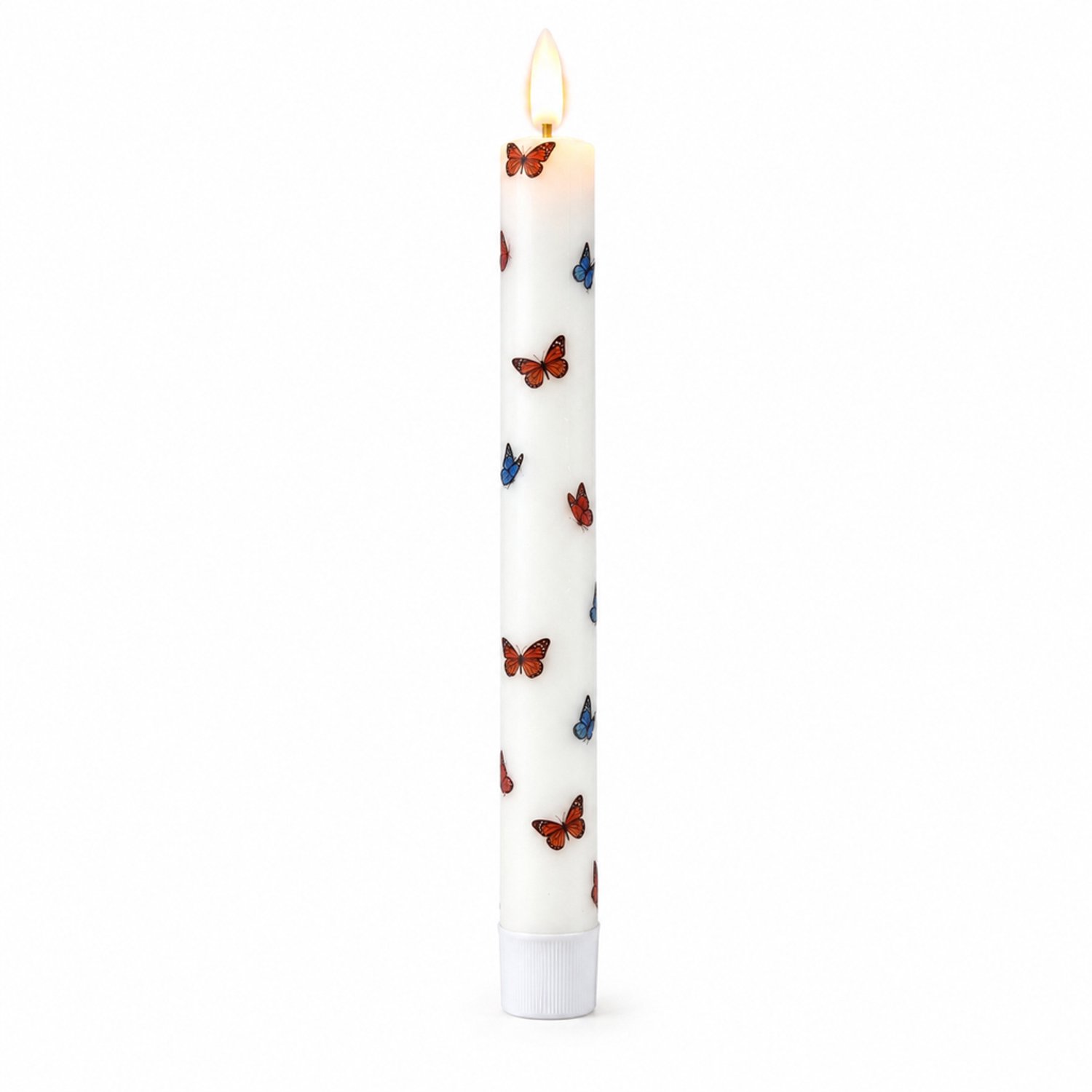 SWGOTA led kaarsen met vlinderpatroon - 3 stuks per doos - paraffine - slanke vorm - warm licht - bodemschakelaar en afstandsbediening Wit