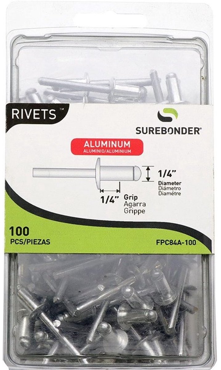 Korte Klinknagels - Aluminium Nagels - Bevestigen van Materialen - Volledig Aluminium - 1/4 inch - Aluminiumkleur
