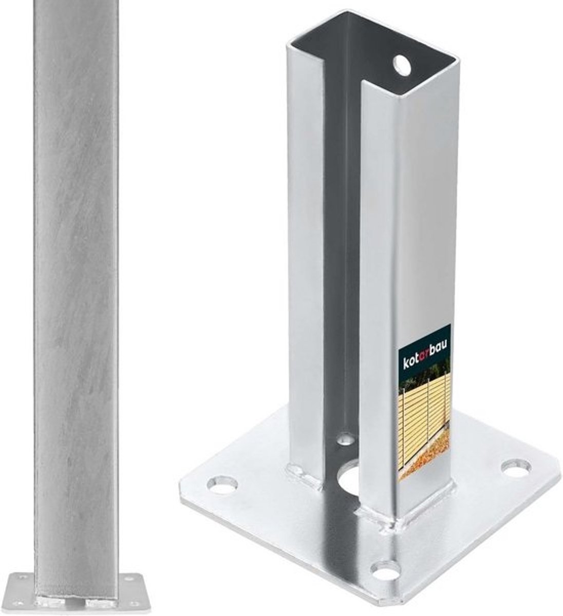 Paaldrager Schroefhuls 60x40mm voor Hekken - Plugplaat met Hekvoet voor Dubbelstaafmat