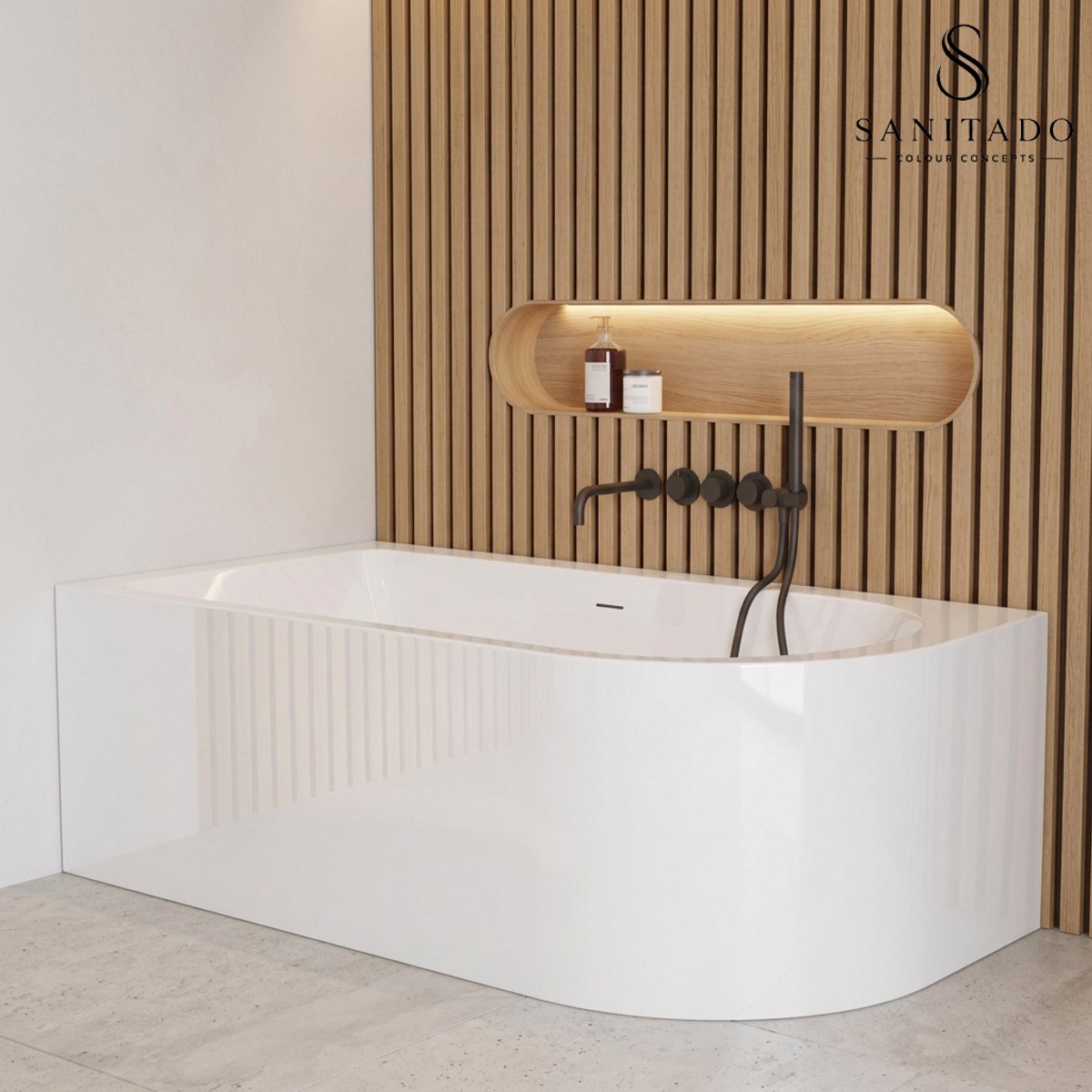 Sanitado Elements Munster Luxe Hoekbad Links 180x80cm Glans Wit
