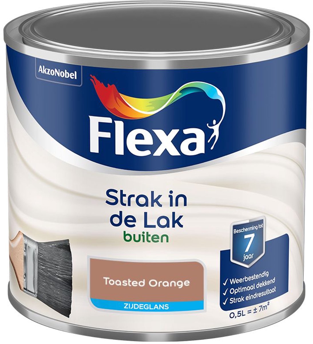 Flexa - Strak In De Lak Buitenlak Zijdeglans - Toasted Orange - 500 Ml - Kleur Van Het Jaar 2027