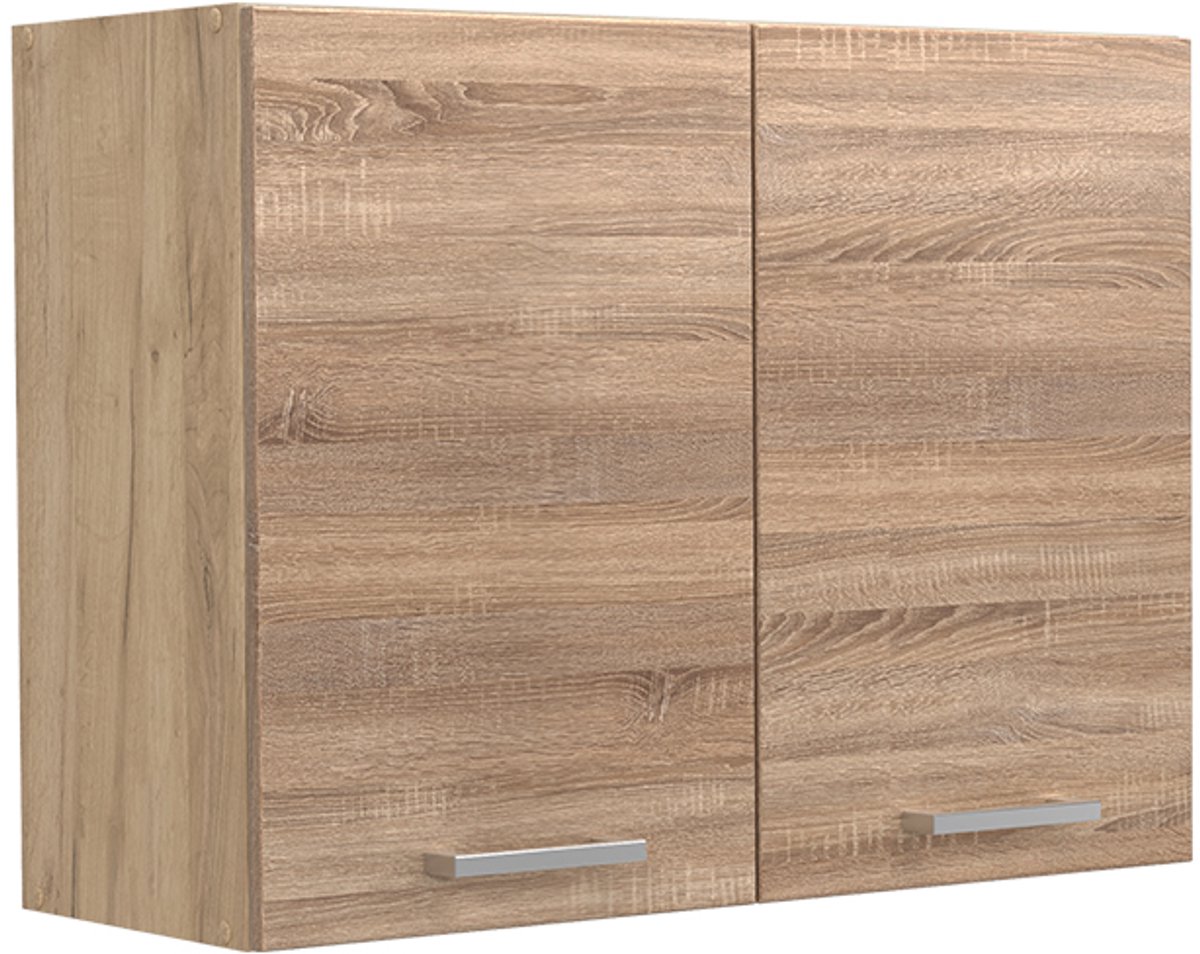 Vicco Glazen keukenkast R-Line, Sonoma/Goudkleurig Eiken, 80 cm