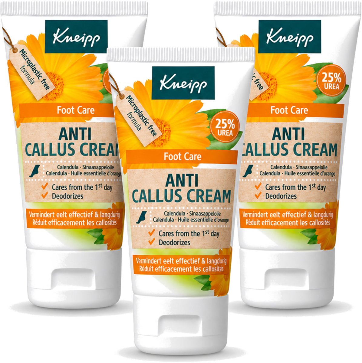3 x Kneipp - Eeltcrème - Calendula - 25 % ureum - Voor zachte & soepele voeten - 50 ml - Bulkverpakking - 3 stuks
