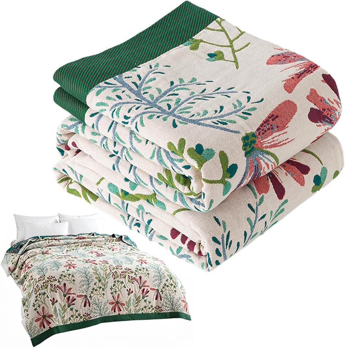 Sprei, 150 x 200 cm, knuffeldeken, bedsprei, 100% katoen, dubbelzijdige knuffeldeken, sofadeken, zachte bedsprei & bankdeken voor de woonkamer, dekbed voor alle seizoenen