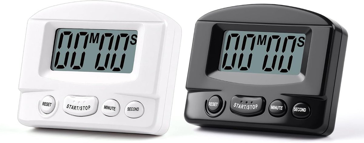 2 stuks magnetische timer met stopwatch, 99 minuten, 59 seconden, digitale timer voor koken, kindertimer voor school, kantoor, sport, huidverzorging, vrije tijd, volume instelbaar
