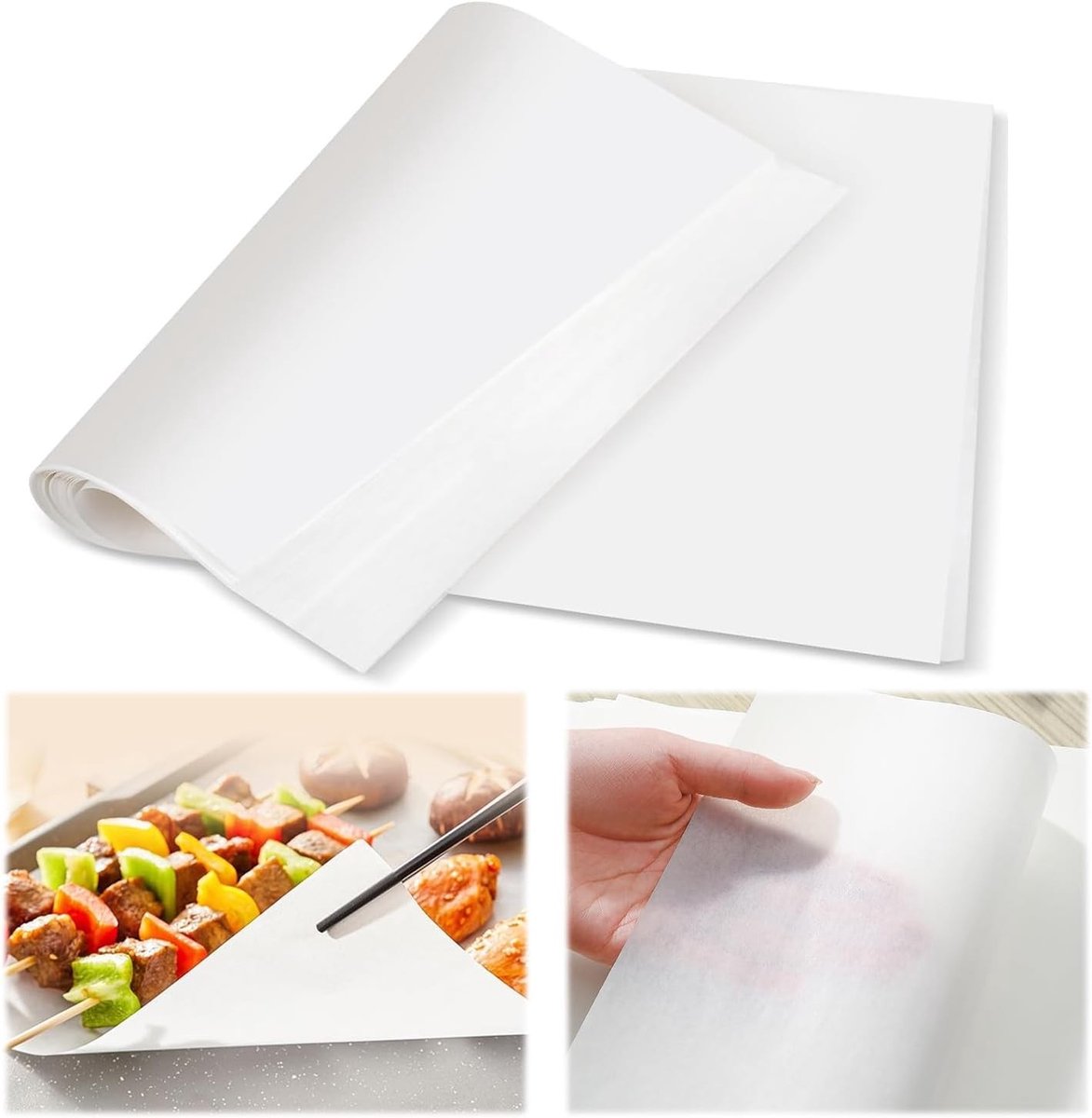 Witte waspapier vellen, waterproof en vetvrij voor voedselverpakking, boter, kaas, sandwiches en friet - 100 stuks