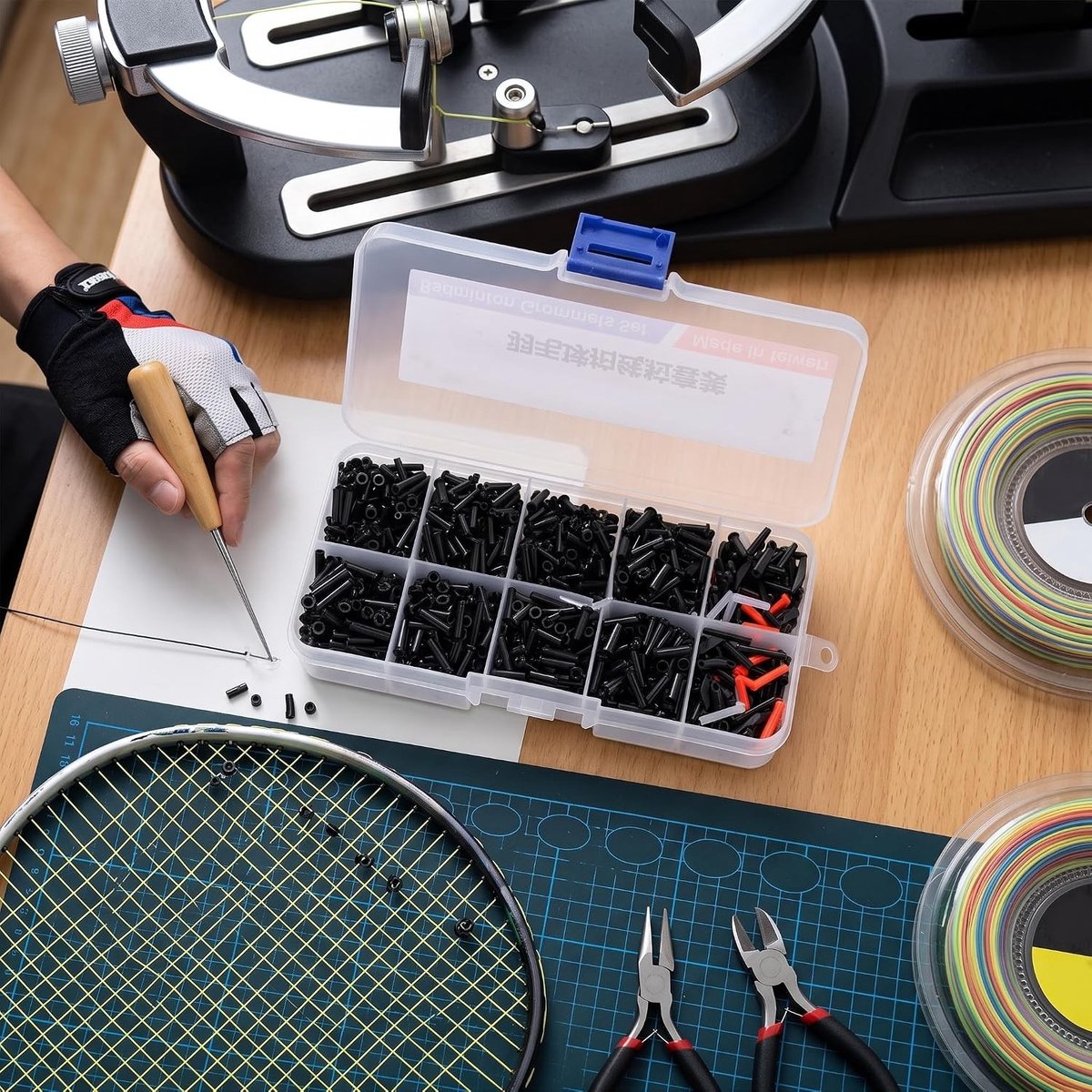 Duurzame Badminton Oogjes en Gereedschap voor Racket Reparatie, Nylon Vervangingsonderdelen en Beschermers voor Snaren