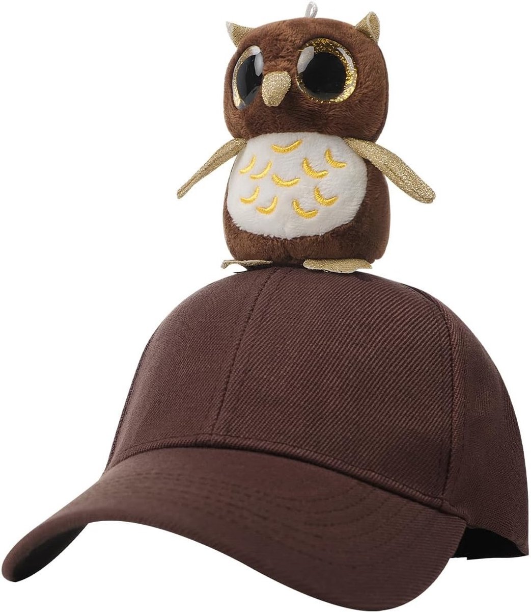 Verstelbare Kinderen Baseball Cap met Verwijderbaar Pluche Dier, Geschikt voor Feestjes en Buitenactiviteiten, Parrot en Uil Ontwerp