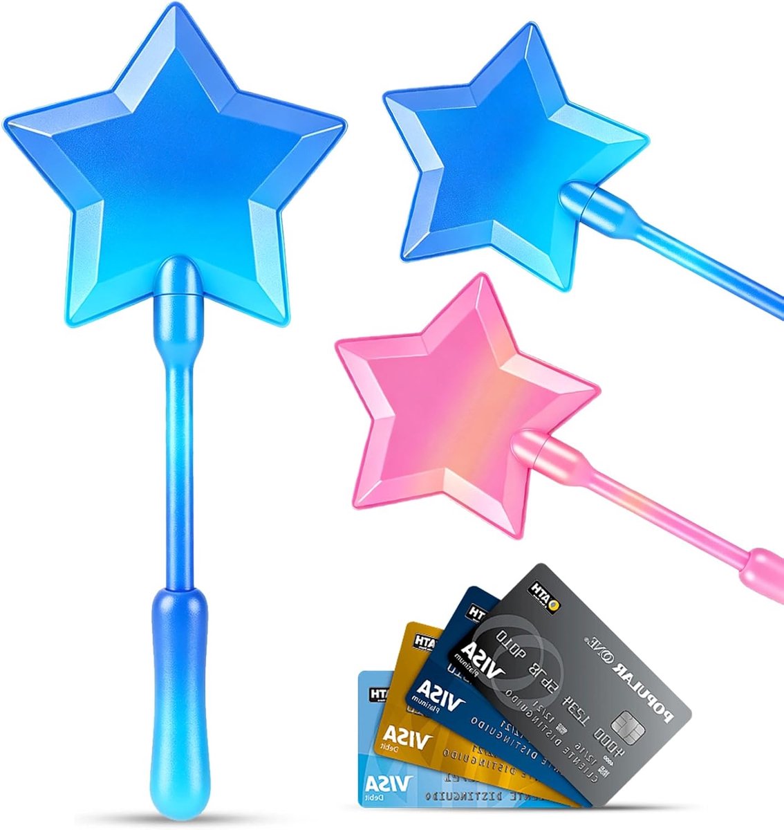 3D-geprinte toverstafster voor betaalpassen en creditcards – Magische toverstafster/Magische staf (Blauw)