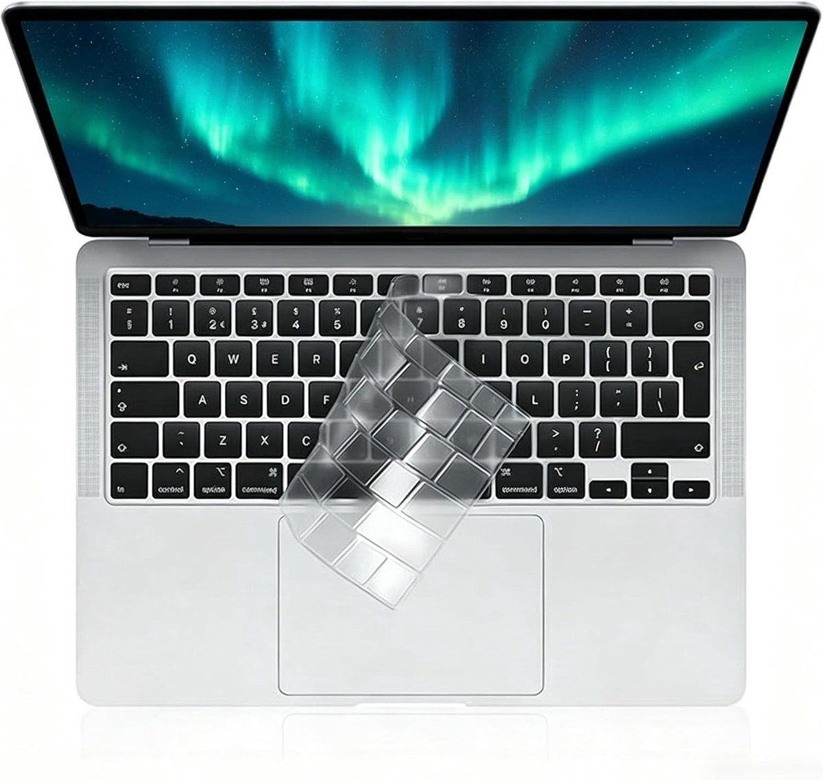 TPU Toetsenbordbeschermer voor Mac Pro 14 Inch en 16 Inch (2021-2023) en Air 13.6 Inch (2022), ISO EU Indeling, Transparant, Set van 2, Bescherming tegen Vuil en Krassen