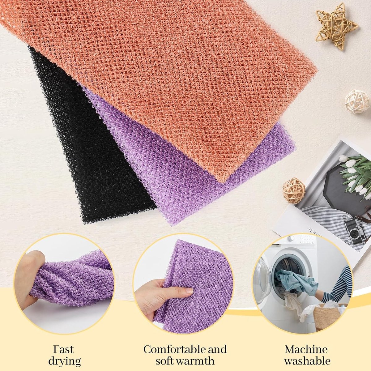 Set van 3 Afrikaanse Net Sponsen voor Bad, Peeling en Scrubben - Ideaal voor Huidverzorging en Ontspanning