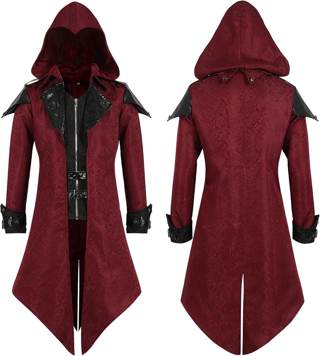 kostuum voor heren, middeleeuws steampunk gothic rock-jas, vintage Victoriaanse smoking Halloween carnaval kostuum