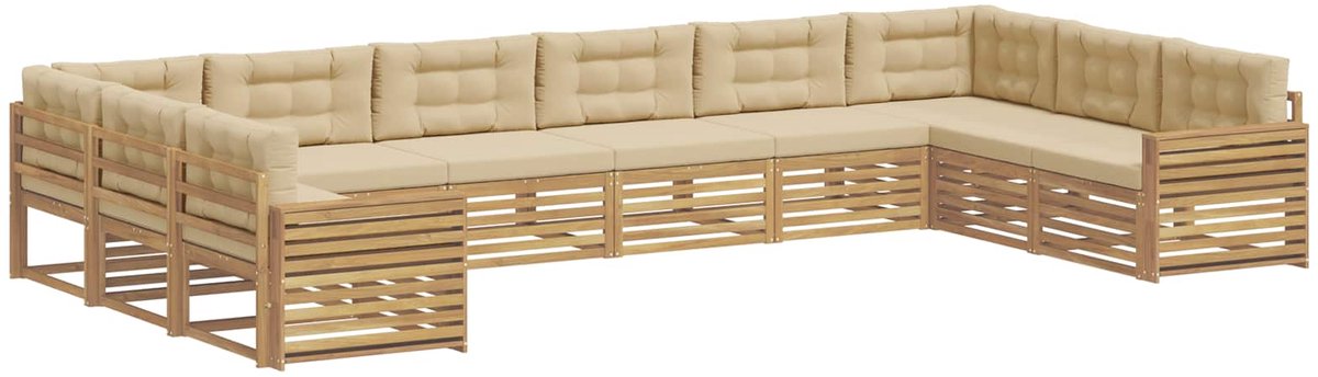 vidaXL - Sofa-Sets - 10 - st - Wit - en - Beige - Polyester