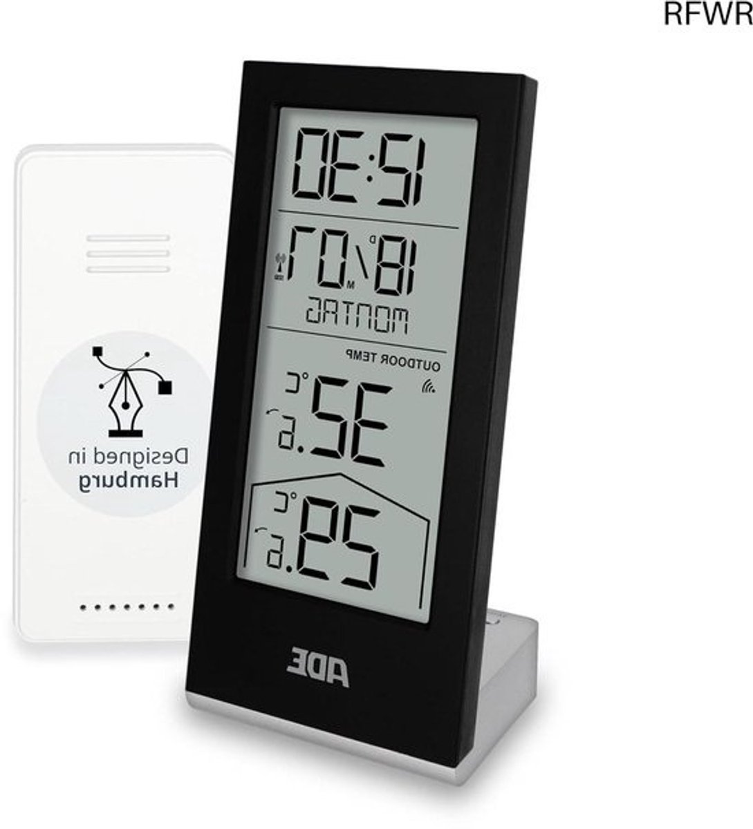 RFWR® Digitaal Weerstation met Buitensensor | Thermometer voor Binnen- en Buitentemperatuur | Radiogestuurde Klok en Kalender