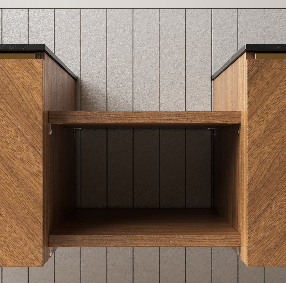Image of MEUNIQ Universele badkamerkast plank 40 x 45 x 2,5 cm – reserveplank en opbergplank met 4 hoekbeugels, bruin eiken houtnerf