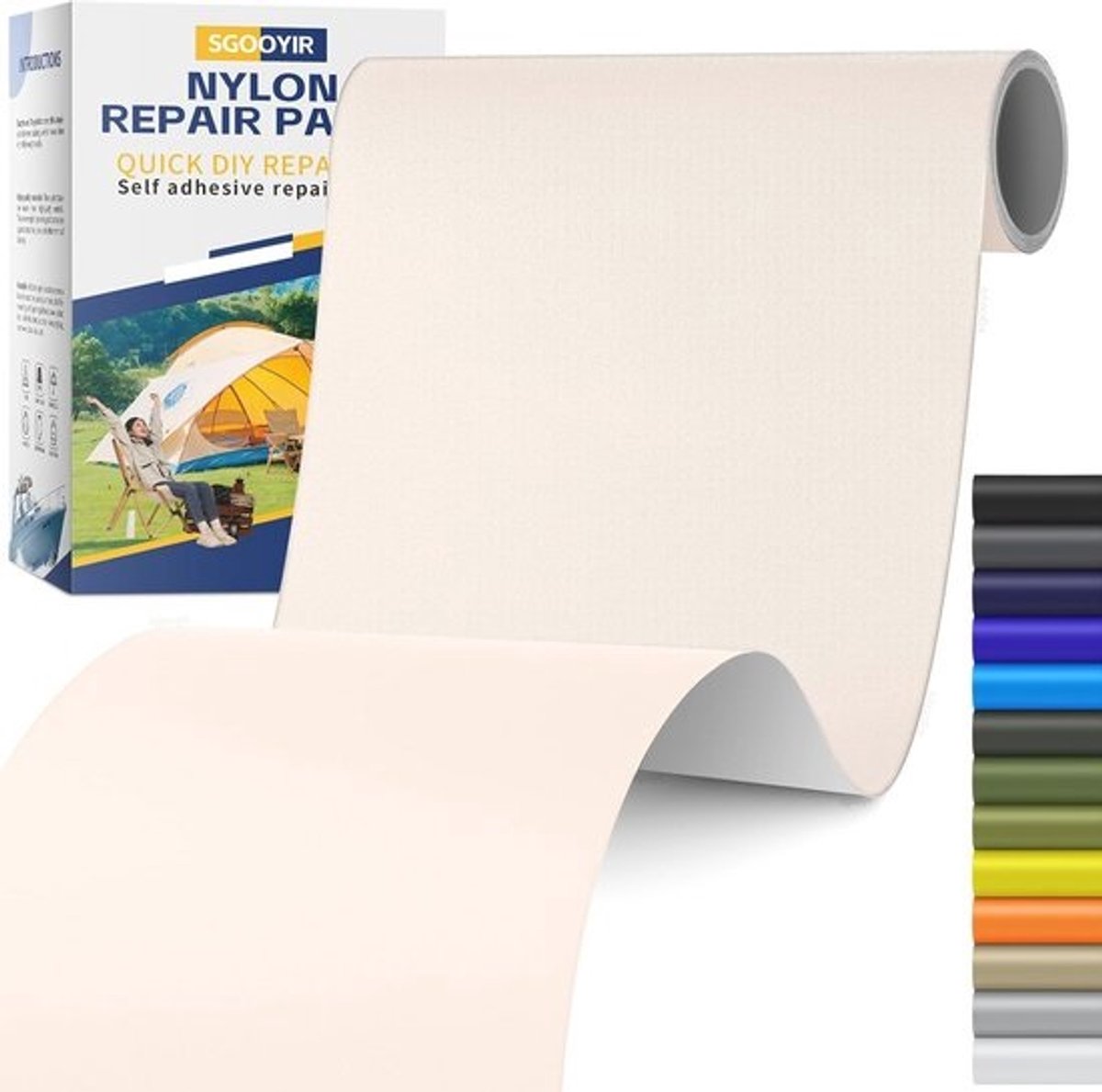 Zelfklevende reparatieset voor nylon, 15 x 160 cm, waterdichte patches voor tenten en kleding