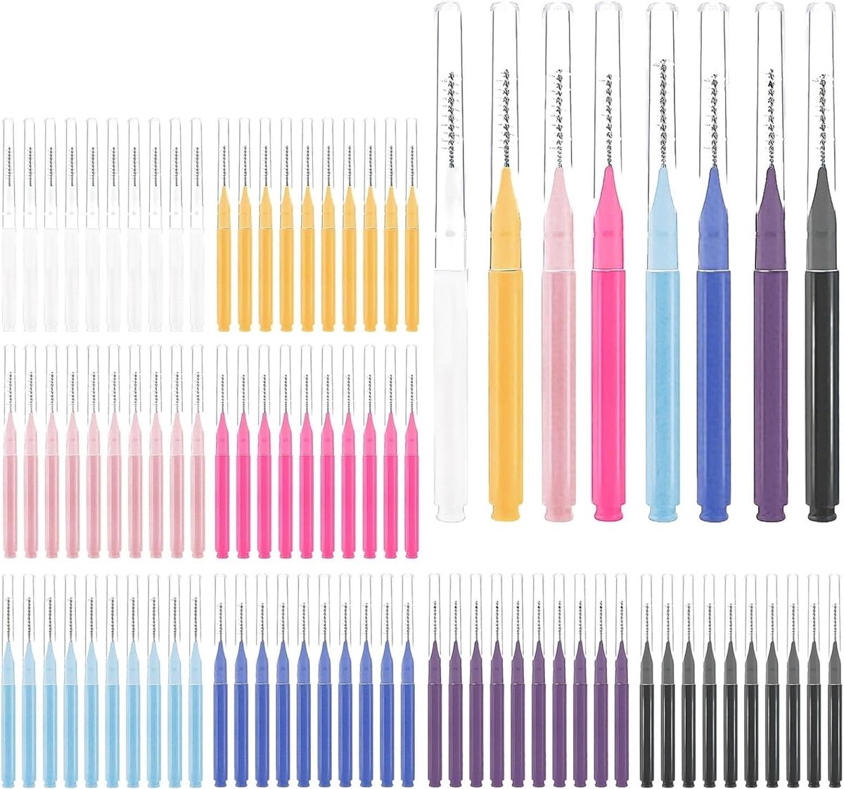 Set van 80 Eyebrow Brushes in 8 Kleuren, Micro Wimpers Borstels en Draagbare Tools voor Wimperextensions en Wenkbrauwlifting, Essentiële Make-up Accessoires
