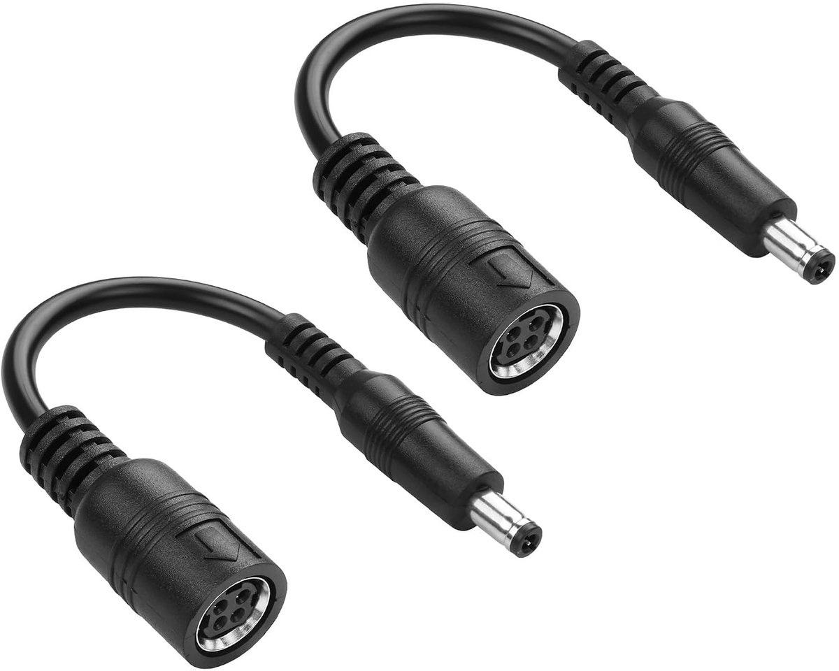 Korte Voedingskabel 4 Pin DIN naar DC 5.5 x 2.5 mm Stekker, 18 AWG, Voor Oplader en Adapter voor CCTV Camera Systemen (2 Stuks) - Betrouwbare Verbinding, Hoge Kwaliteit, Duurzaam Gebruik