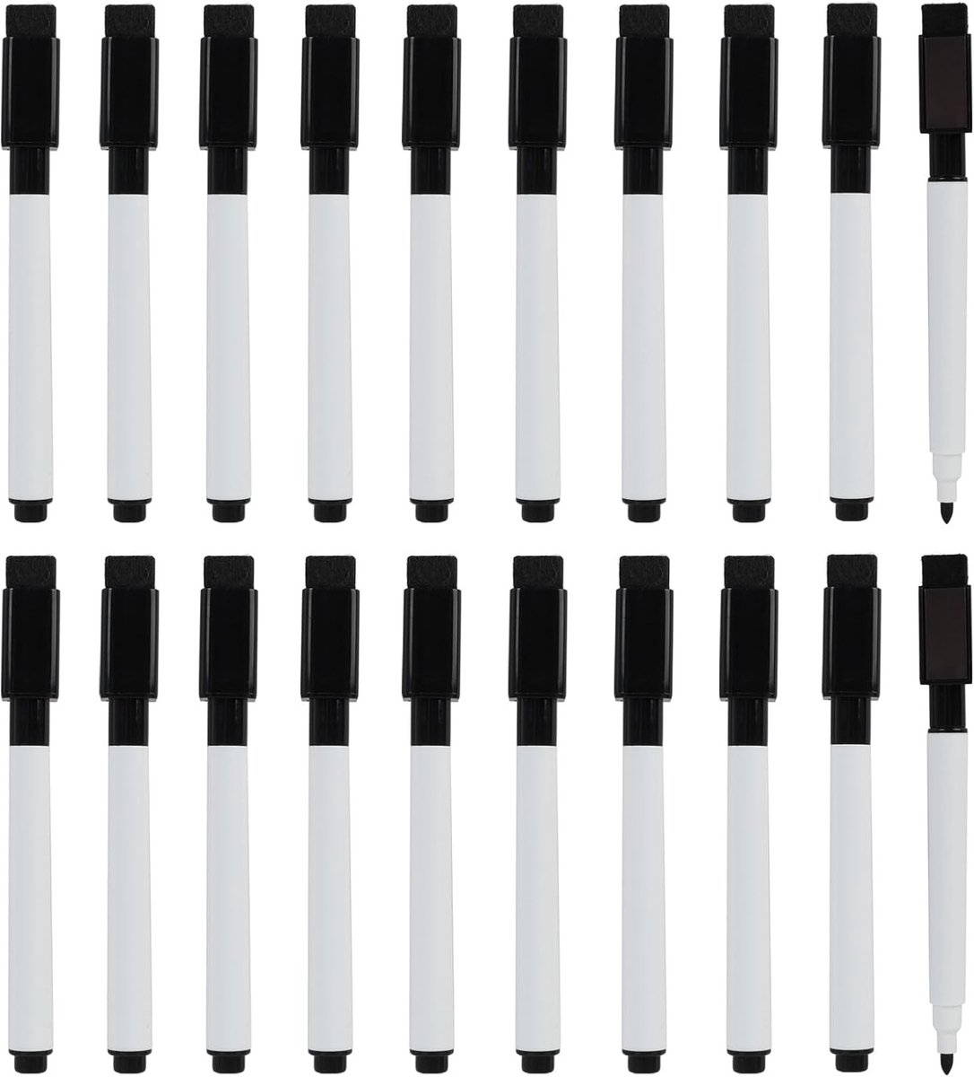 Set van 10 Zwarte Magnetische Whiteboard Stiften, Uitwisbare Markers met Magnetische Dop, Ideaal voor School, Kantoor en Thuisgebruik