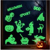Cepewa Halloween Glow in the Dark stickers - 12x stuks - raam stickers - versiering Halloween