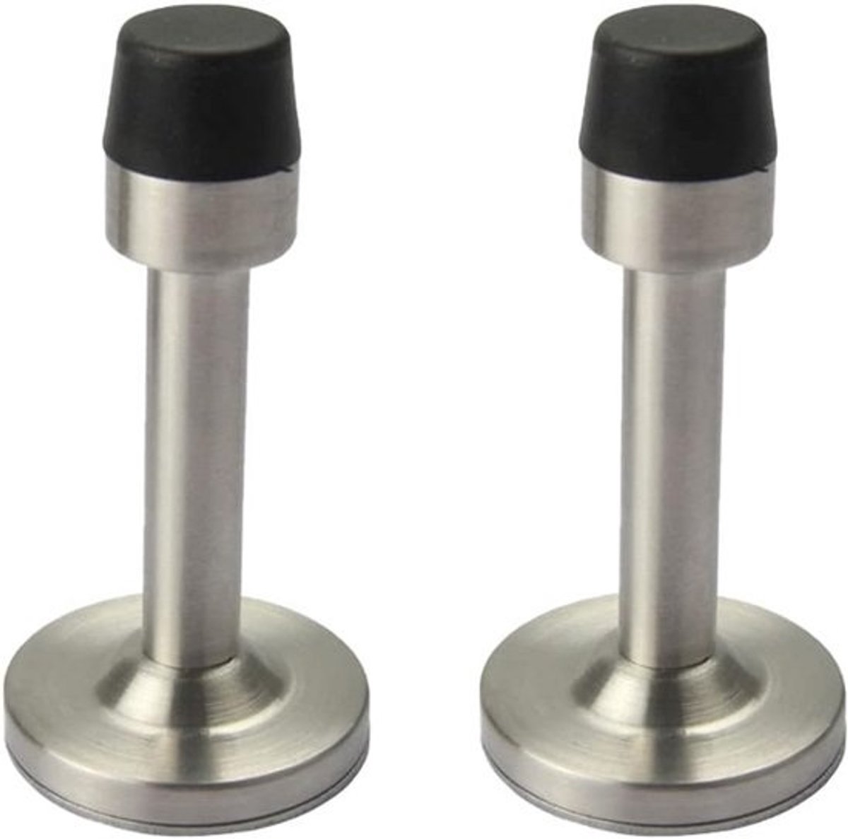 2x Deurstopper RVS Wandmontage met Rubberen Buffer - Geluiddempend en Krasvrij