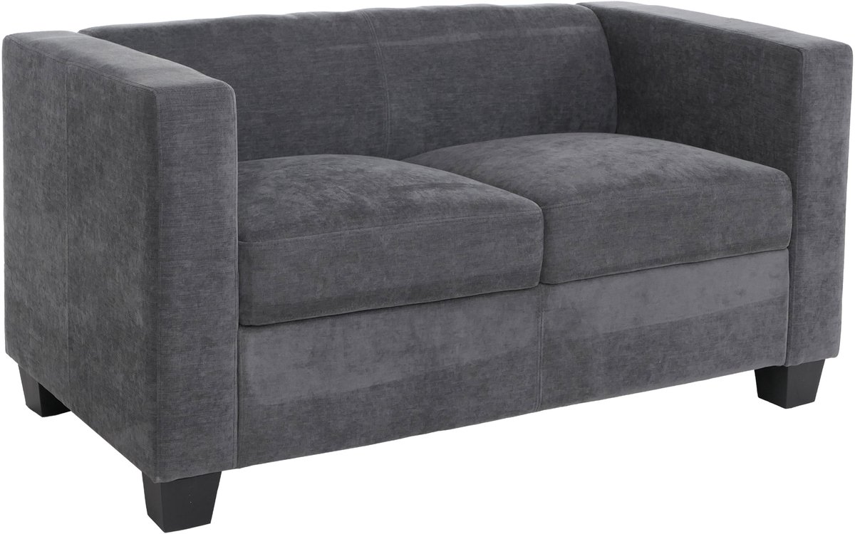 MCW 2-zitsbank Lille, loungebank, 2-zits, Nosag-vering, stof/textiel chenille (260 g/m²) 136 cm ~ donkergrijs