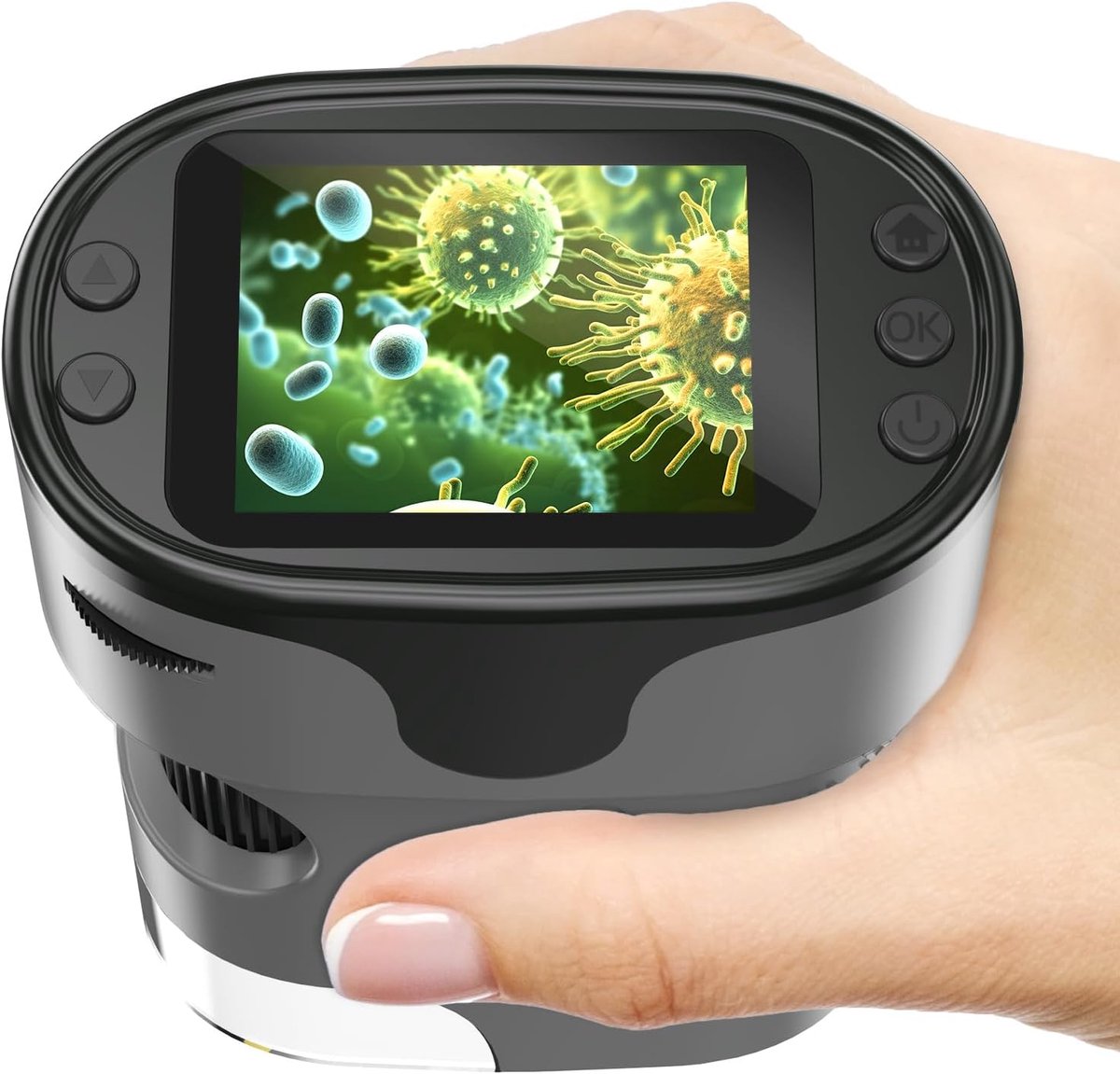 1000 x draagbare digitale microscoop voor kinderen - beeldscherm 4K 2,0 inch (5,1 cm), oplaadbaar, elektronisch, met glazen set, mini-zakmicroscoop, educatief cadeau voor 4-12 jaar