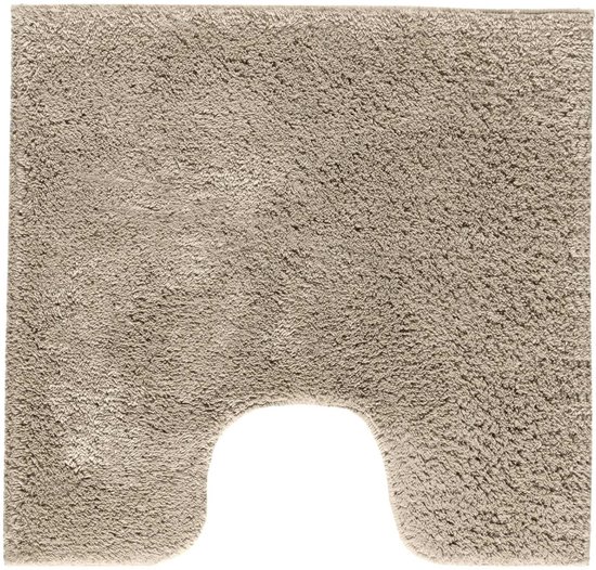 Beige wasbare toiletmat van 100% katoen, met uitsnijding voor de toiletpot.