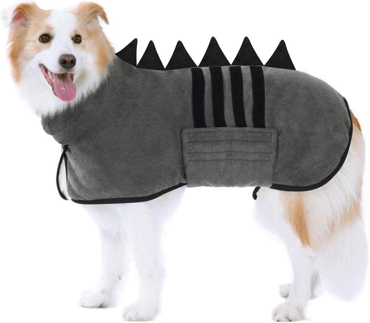 Droogjas voor honden met dinosaurushoorn, microvezel sneldrogende hondenbadjas handdoek met verstelbare nekmanchet en billen, gemakkelijk te dragen hondenhanddoek voor baden, zwemmen en natte
