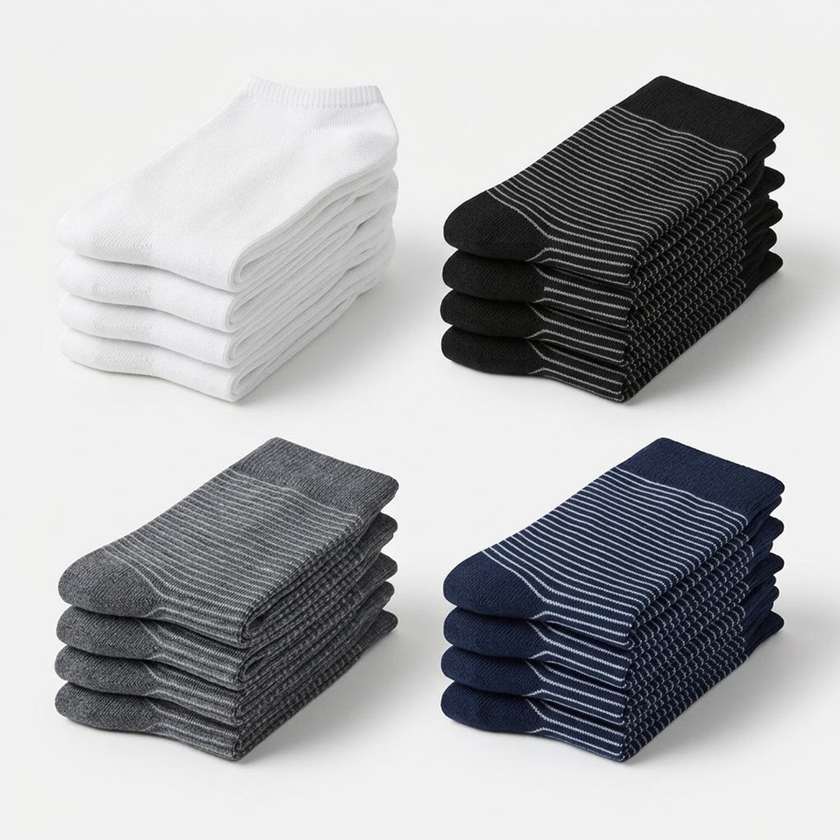 30 Paar - Gianvaglia - Voordeelverpakking - Herensokken - Dagelijkse Sokken & Sneakersokken - Katoen - Blauw & Wit