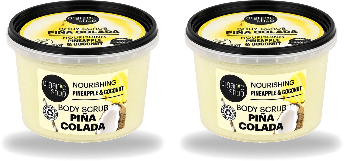 2 x Organic Shop - Body Scrub Pineapple & Coconut - Verfrissend en Voedend - 250 ml - Voordeelverpakking - 2 stuks