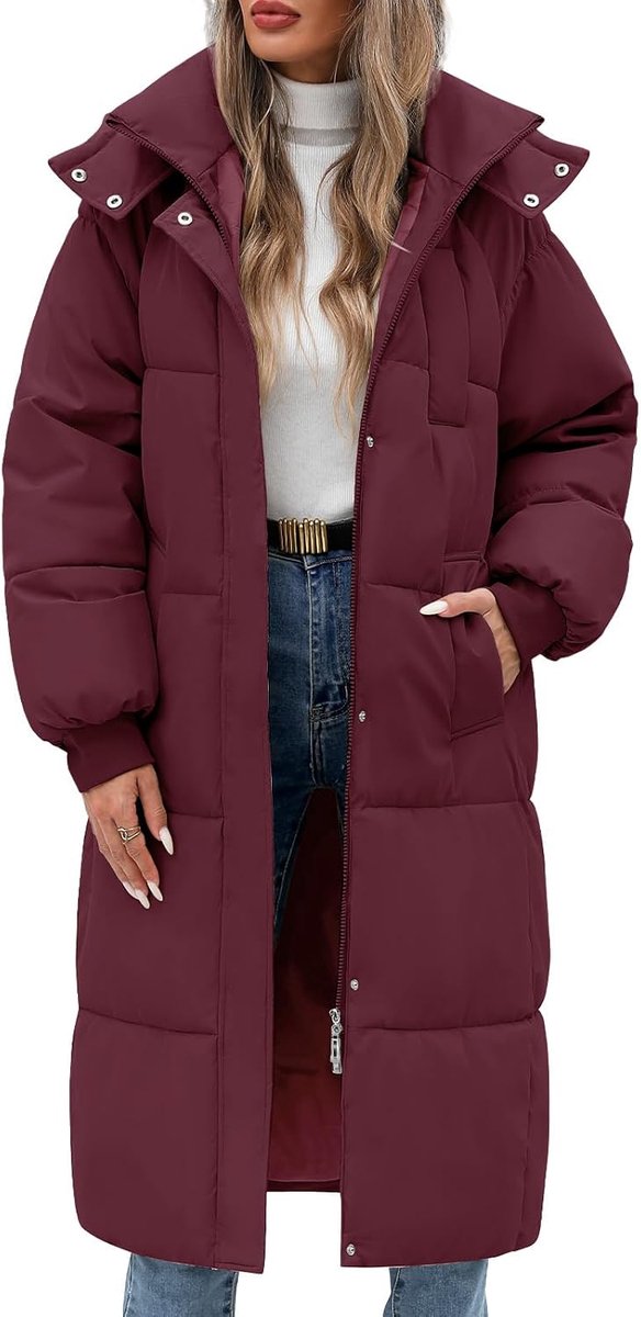 Jassen voor dames, winter, dikke gewatteerde jas, parka met capuchon, donsjack, warme katoenen jas, winddicht, met ritssluiting, zakken