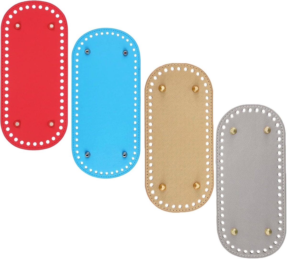 Bodem voor handtassen van leer, 4 stuks, ovaal, bodem voor haaknaalden van leer, gehaakte onderlegger, bottom shaper pad, om te knutselen, haken, schoudertassen, 22 x 10 cm
