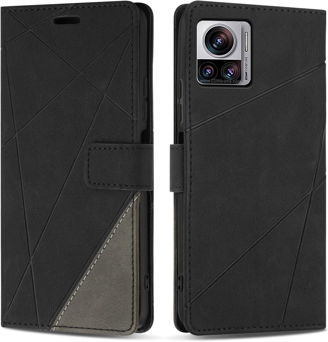 Hoesje voor MOTO Edge 30 Ultra, Premium Lederen Portemonnee Beschermhoes Telefoonhoesjes met Kaartenvakken Beschermhoesje voor MOTO Edge 30 Ultra, Zwart