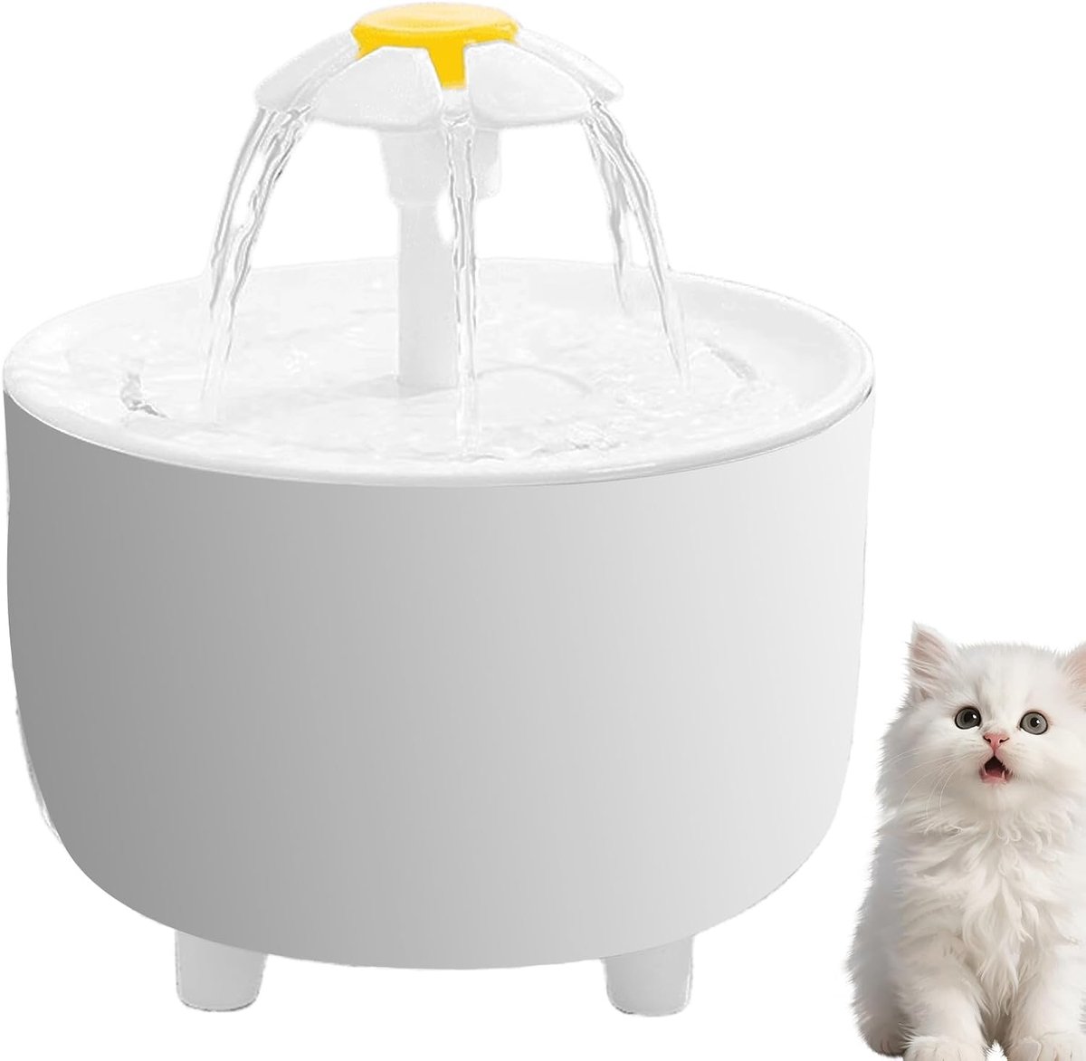 Transparant, drinkfontein voor katten, 1,5 l, 15 x 16 cm, stil, kleine automatische fontein voor katten en honden, waterniveau-venster, bloemenwatervaldesign