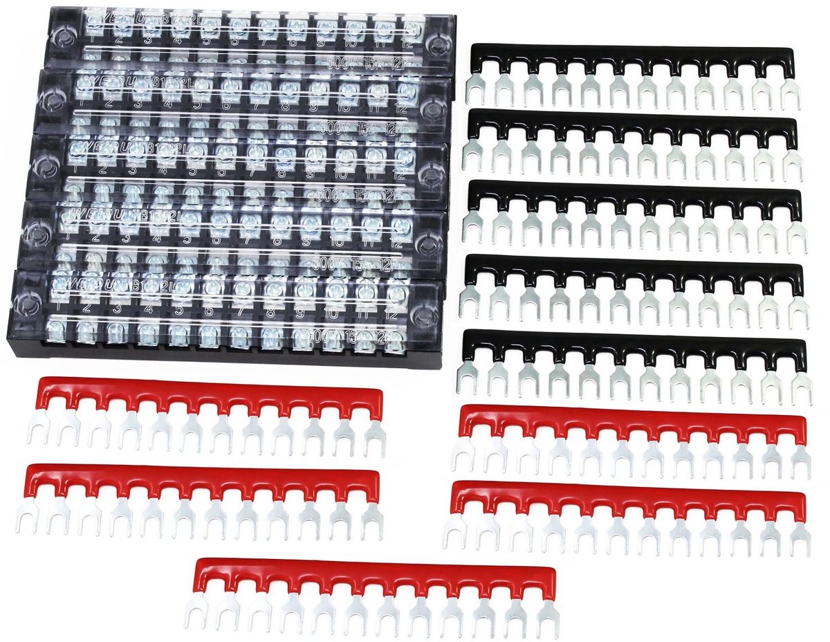 600V 15A Schroefklem Lijst - 12 Posities Dubbele Rij Schroeflijst met 15 Stuks voor Betrouwbare Verbindingen