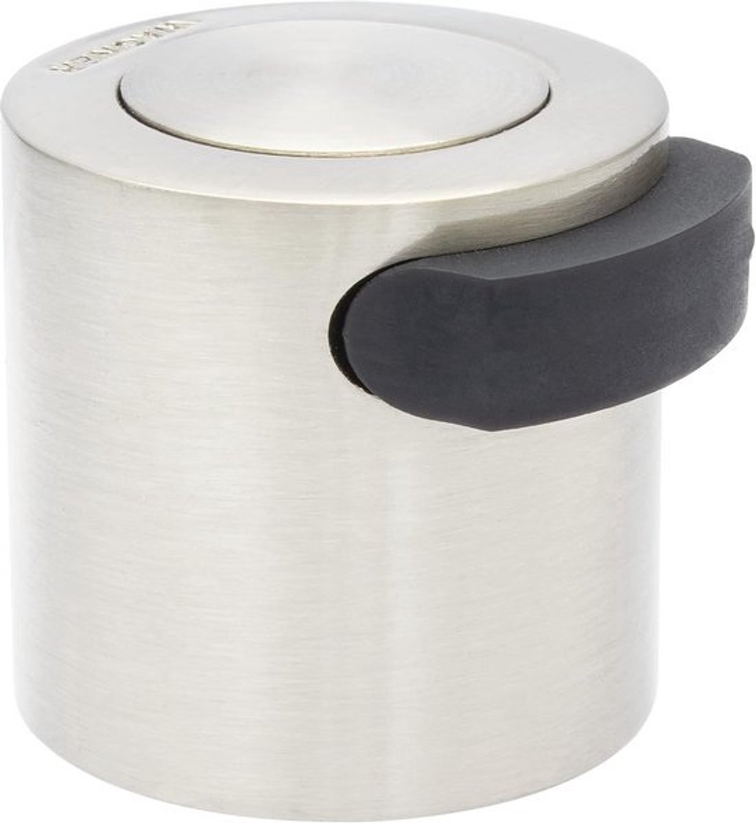 Deurstopper voor Vloer - Ø 38 mm, Zamak met Roestvrijstalen Uiterlijk, Zachte Thermoplastische Rubberen Buffer, Zwart, Inclusief Montagemateriaal
