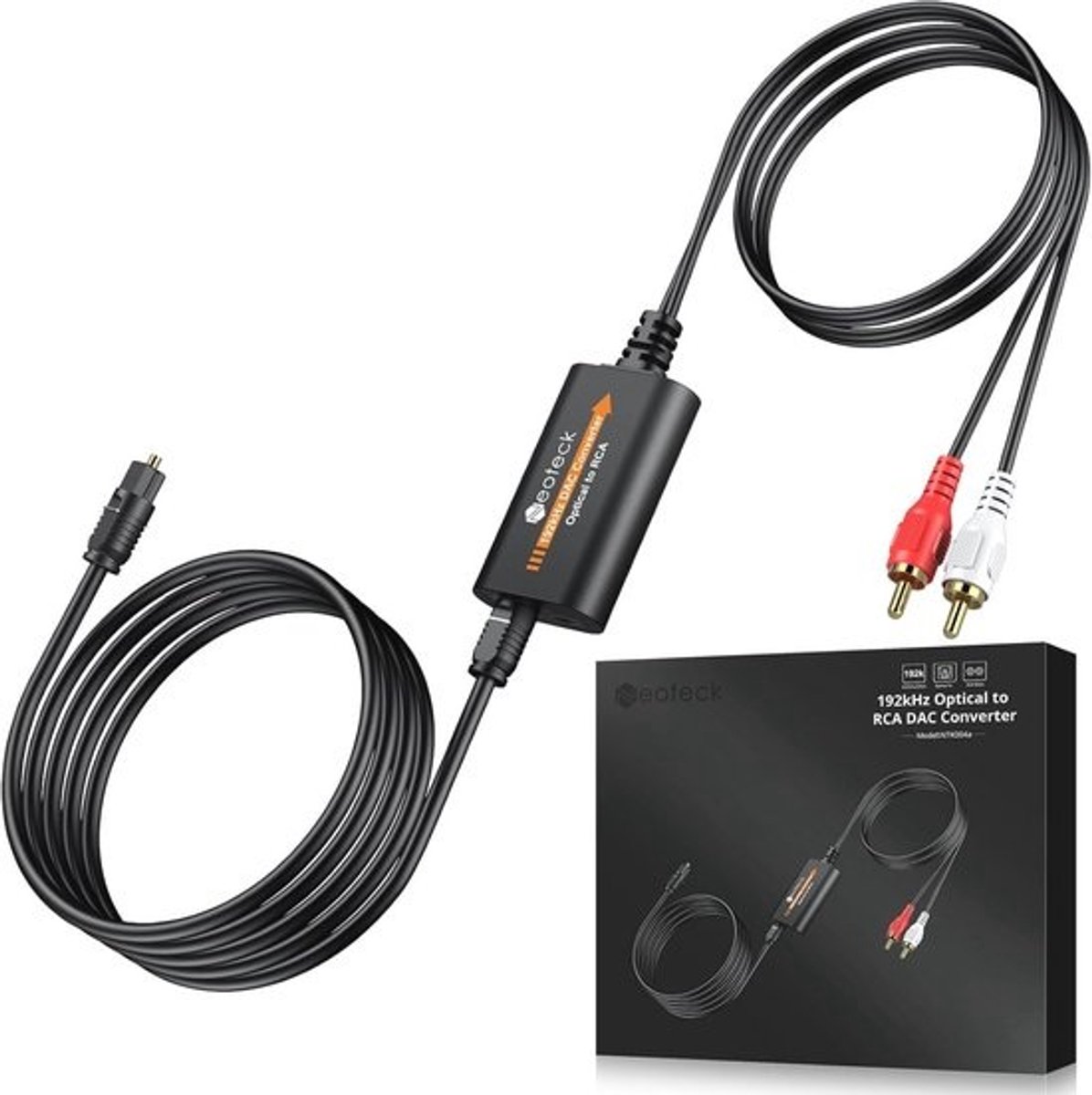 DAC Converter 192 kHz met Optische naar RCA-kabel en Ingebouwde Versterker