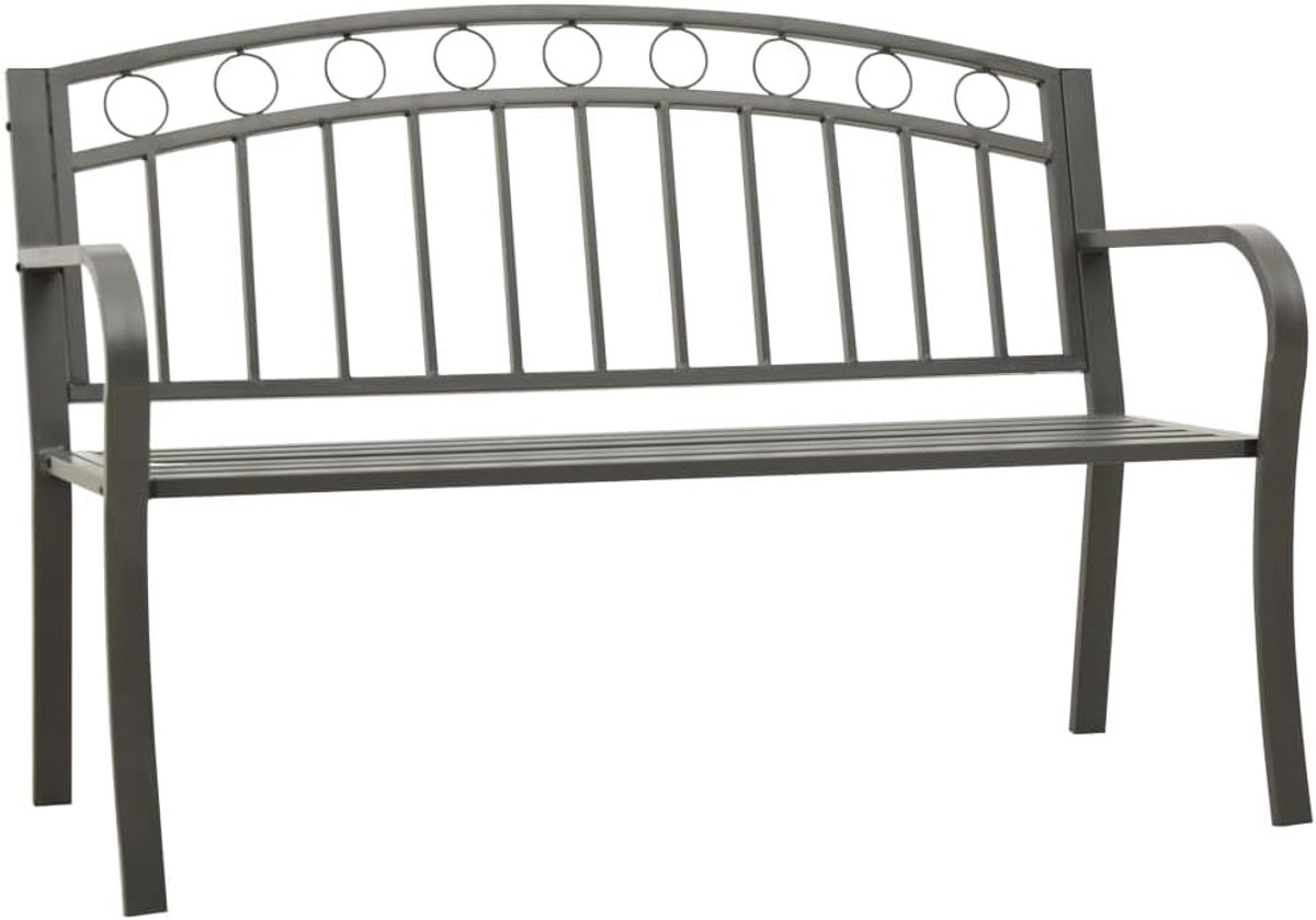 Grijs, 120 cm, staal, terrasbank, tuinbank, parkbank, gazonbank voor gazons, tuinen, paviljoens