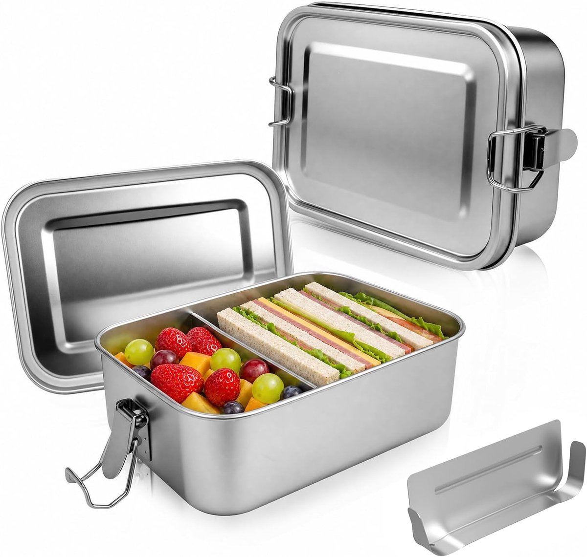 Broodtrommel van roestvrij staal, 1400 ml, lekvrij, met afscheiding en afdichtring, BPA-vrij, lunchbox, levensmiddelen, sandwich, salade, fruit, voor kinderen en volwassenen