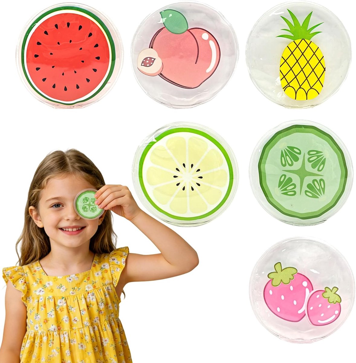 6 stuks koelpads voor kinderen, koelpack met niet-giftige gel, koelzak, koelaccu, gel, herbruikbaar, koelkussen, koud warm kompres voor kneuzingen, wijsheidstanden en vermoeide ogen