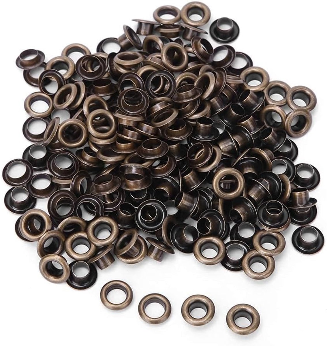 100 stuks metalen ogen, 5 mm messing dubbelzijdige oogjes klinknagels doorvoertule voor riem schoenen tas lederen ambachtelijke doe-het-zelf holster en schede (antiek brons)