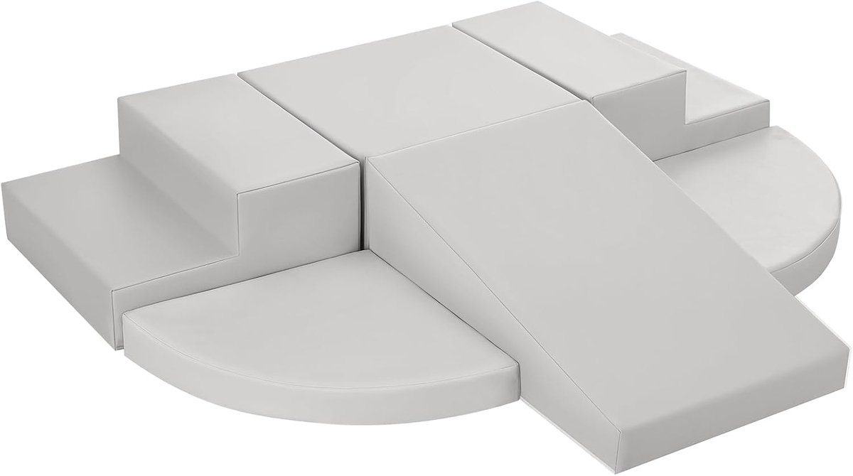 Kinder Zachte Speelset Binnen: 6 STUKS PU Leer Baby Zachte Speelapparatuur Motorische Vaardigheden Ontwikkeling - Peuters Schuimblokken voor Klimmen en Kruipen Dubbele Ladder Set
