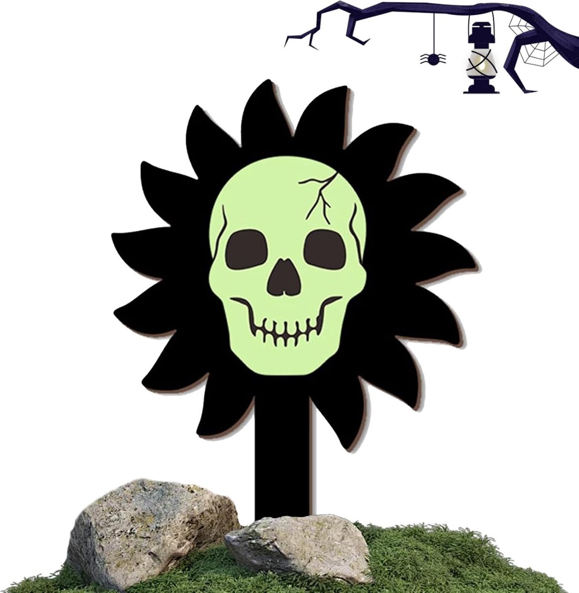 30 x 20 cm Halloween tuindecoraties, houten Halloween tuin borden decoraties gloeiende schedel hoofd tuin spel voor buiten gazon partij decoratie, 1 stuk
