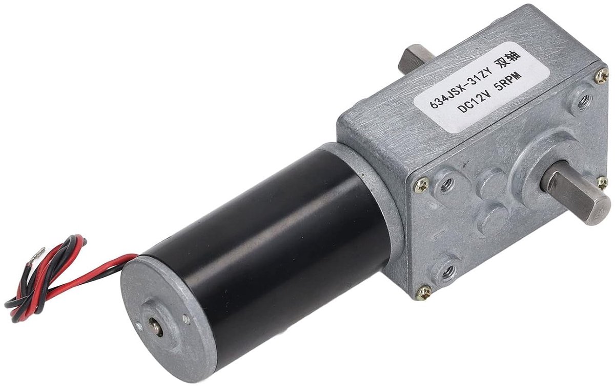 Reductiemotor Dubbele As DC 12V Zelfremmende Snelheidsreductie CW CCW Wormmotorreductor, Bedieningselementen (5RPM)