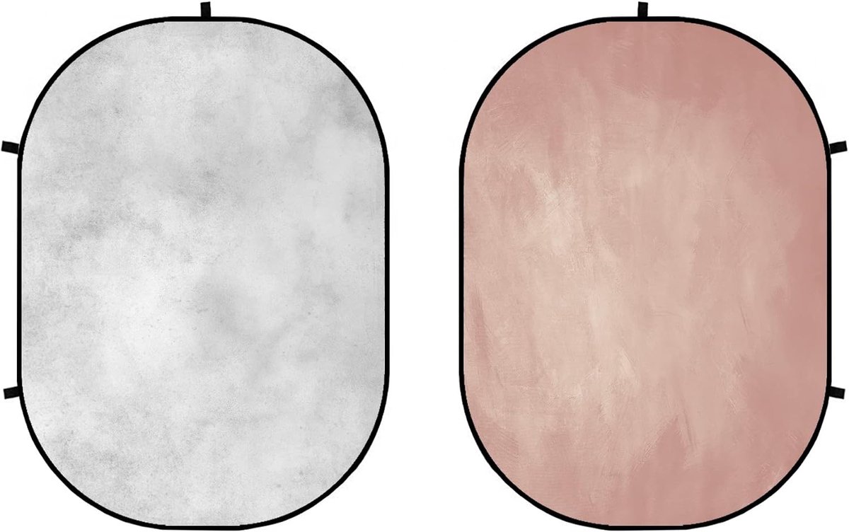 5 x 6,5 ft opvouwbare achtergrond zelf achtergrond dubbelzijdige pop-up fotoachtergronden fotostudio rekwisieten (lichtgrijs/roze)