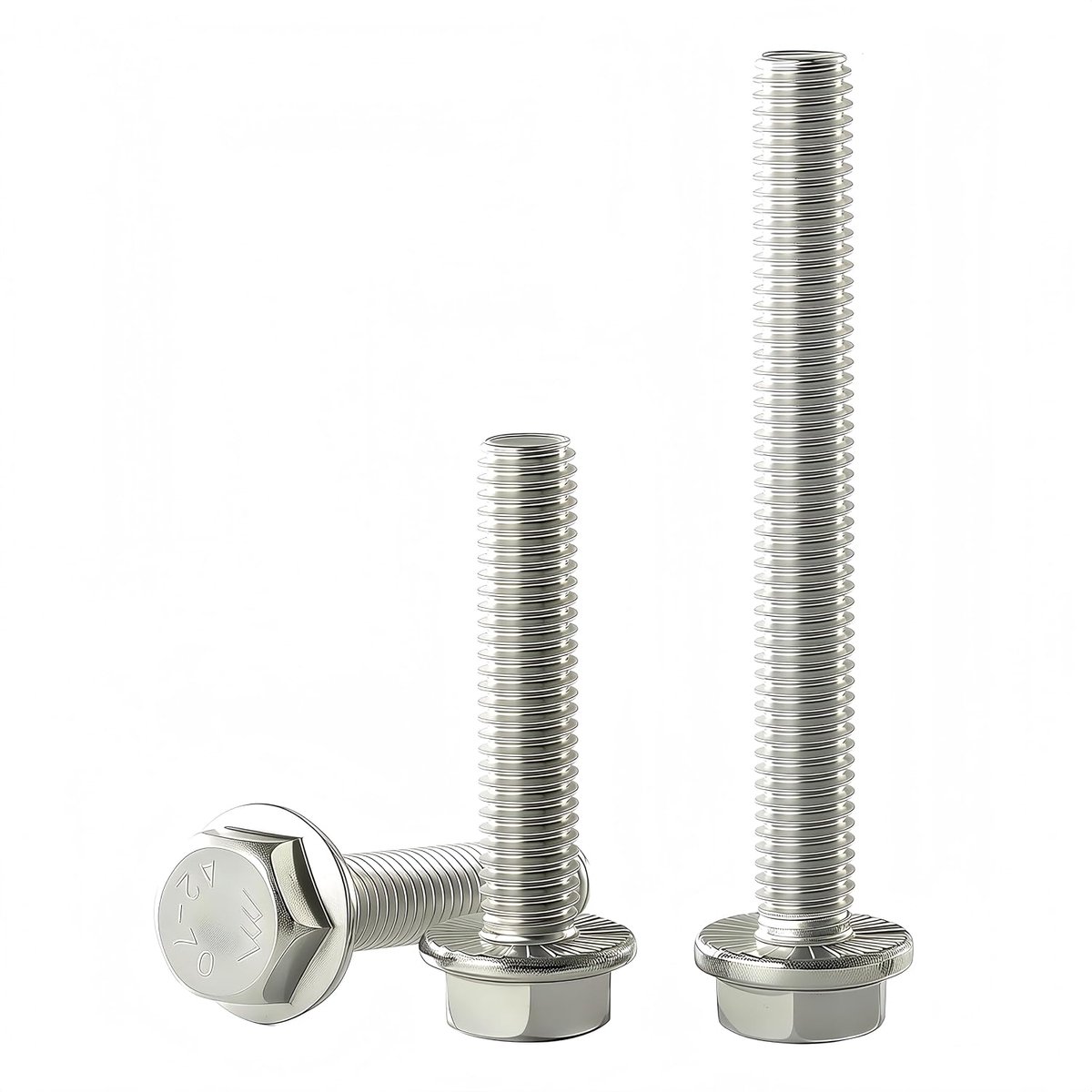 Flensbouten M8-1,25 RVS 304 (A2-70), DIN 6921, Zeskant met Flens, Blank Afwerking, Volledig Schroefdraad, 10 stuks